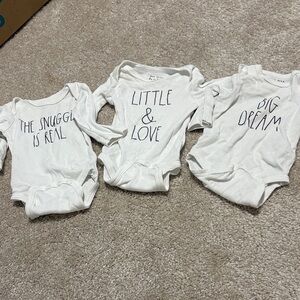 Rae Dunn White Baby Bodysuit Trio 3 months
